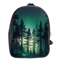 Magic Pine Forest Night Landscape School Bag (large) by Simbadda