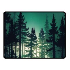 Magic Pine Forest Night Landscape Fleece Blanket (small) by Simbadda