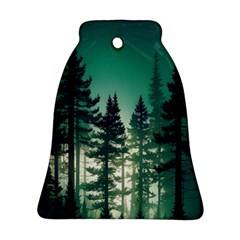 Magic Pine Forest Night Landscape Bell Ornament (two Sides) by Simbadda