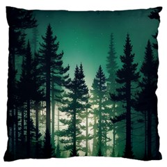 Magic Pine Forest Night Landscape Large Cushion Case (one Side) by Simbadda