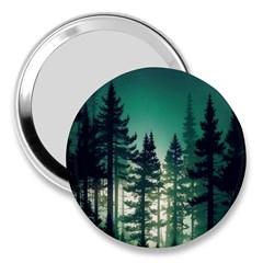 Magic Pine Forest Night Landscape 3  Handbag Mirrors by Simbadda