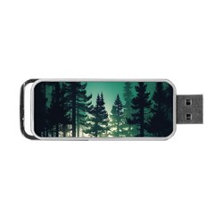 Magic Pine Forest Night Landscape Portable Usb Flash (two Sides) by Simbadda