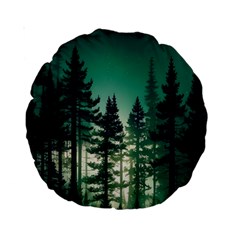 Magic Pine Forest Night Landscape Standard 15  Premium Round Cushions by Simbadda