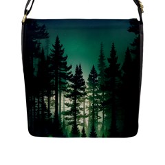 Magic Pine Forest Night Landscape Flap Closure Messenger Bag (l) by Simbadda