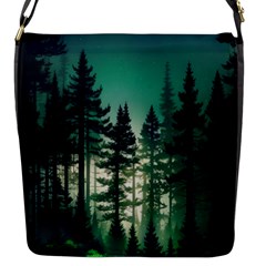 Magic Pine Forest Night Landscape Flap Closure Messenger Bag (s) by Simbadda