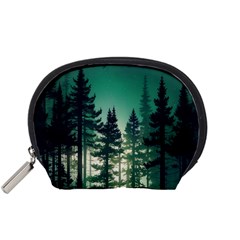 Magic Pine Forest Night Landscape Accessory Pouch (small) by Simbadda