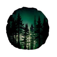 Magic Pine Forest Night Landscape Standard 15  Premium Flano Round Cushions by Simbadda