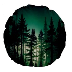 Magic Pine Forest Night Landscape Large 18  Premium Flano Round Cushions by Simbadda