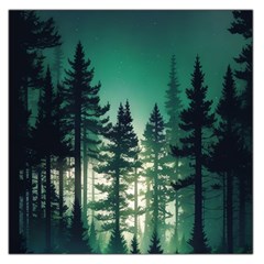 Magic Pine Forest Night Landscape Square Satin Scarf (36  X 36 ) by Simbadda