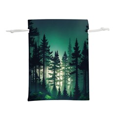 Magic Pine Forest Night Landscape Lightweight Drawstring Pouch (l) by Simbadda