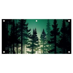 Magic Pine Forest Night Landscape Banner And Sign 4  X 2  by Simbadda