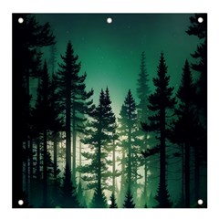 Magic Pine Forest Night Landscape Banner And Sign 4  X 4  by Simbadda