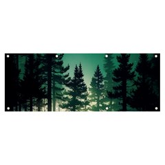 Magic Pine Forest Night Landscape Banner And Sign 8  X 3  by Simbadda