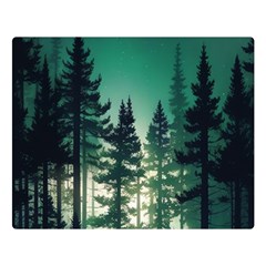 Magic Pine Forest Night Landscape Premium Plush Fleece Blanket (large) by Simbadda