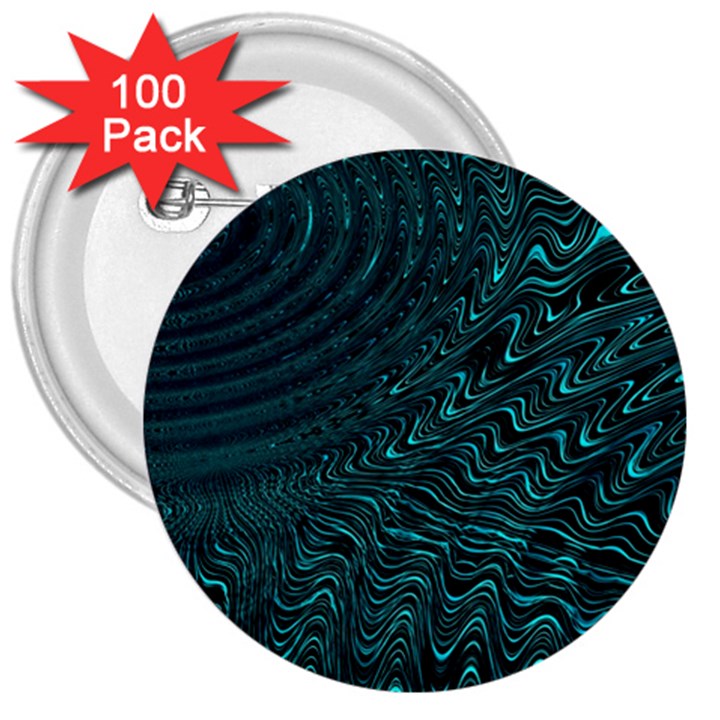 Wave Circle Ring Water 3  Buttons (100 pack) 