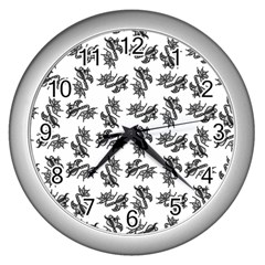 Alien Creatures Dance Pattern Wall Clock (silver) by dflcprintsclothing