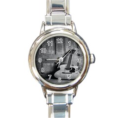 Acoustic Guitar Round Italian Charm Watch