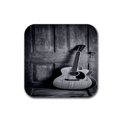 Acoustic Guitar Rubber Square Coaster (4 Pack) by artworkshop