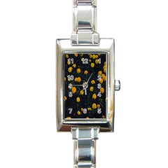 Bloomed Yellow Petaled Flower Plants Rectangle Italian Charm Watch