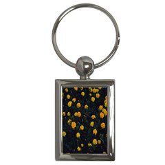 Bloomed Yellow Petaled Flower Plants Key Chain (rectangle)