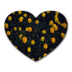 Bloomed Yellow Petaled Flower Plants Heart Mousepad by artworkshop