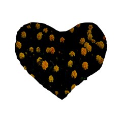 Bloomed Yellow Petaled Flower Plants Standard 16  Premium Flano Heart Shape Cushions by artworkshop