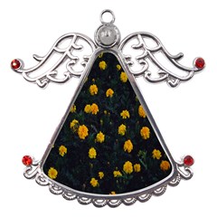 Bloomed Yellow Petaled Flower Plants Metal Angel With Crystal Ornament by artworkshop