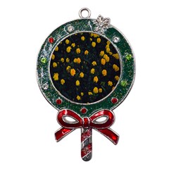 Bloomed Yellow Petaled Flower Plants Metal X mas Lollipop With Crystal Ornament by artworkshop