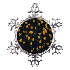 Bloomed Yellow Petaled Flower Plants Metal Large Snowflake Ornament by artworkshop