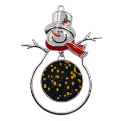 Bloomed Yellow Petaled Flower Plants Metal Snowman Ornament by artworkshop