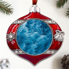 Blue Water Speech Therapy Metal Snowflake And Bell Red Ornament by artworkshop