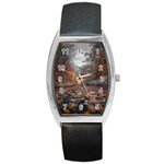 Breathe In Nature Background Barrel Style Metal Watch Front