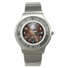 Breathe In Nature Background Stainless Steel Watch