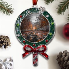 Breathe In Nature Background Metal X mas Lollipop With Crystal Ornament by artworkshop