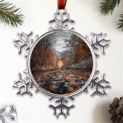 Breathe In Nature Background Metal Large Snowflake Ornament