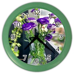 Cute Flower Wallpaper Color Wall Clock by artworkshop