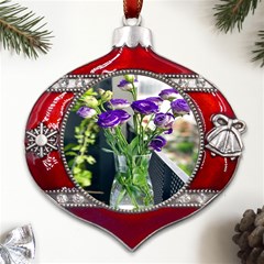 Cute Flower Wallpaper Metal Snowflake And Bell Red Ornament by artworkshop