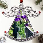 Cute Flower Wallpaper Metal Angel with Crystal Ornament Front