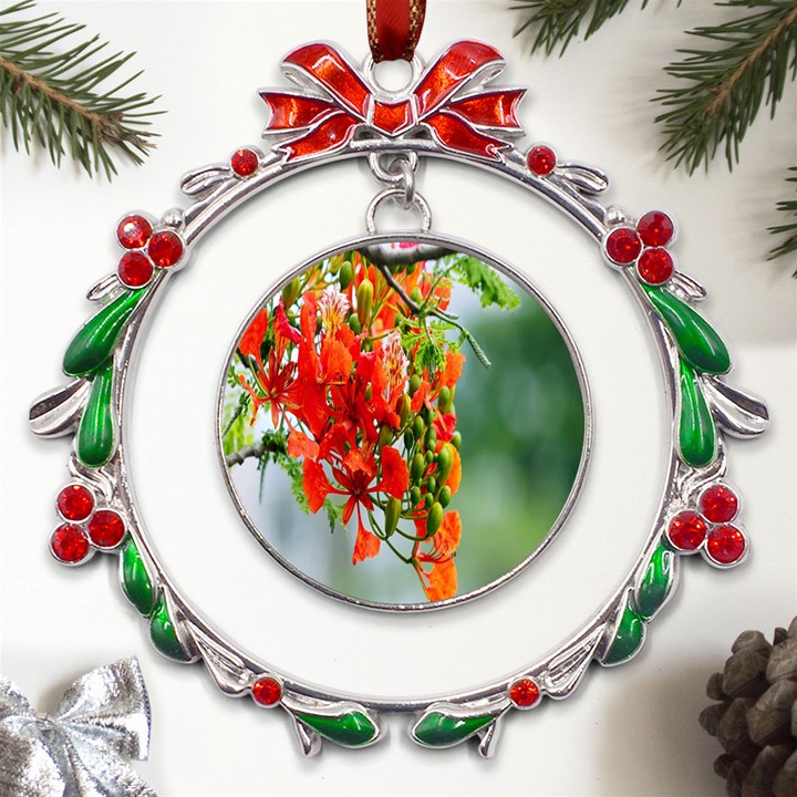 Gathering Sping Flowers Wallpapers Metal X mas Wreath Ribbon Ornament