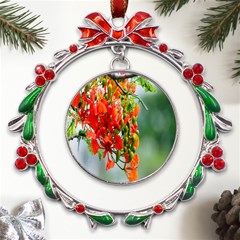 Gathering Sping Flowers Wallpapers Metal X mas Wreath Ribbon Ornament by artworkshop