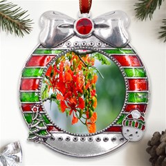 Gathering Sping Flowers Wallpapers Metal X mas Ribbon With Red Crystal Round Ornament