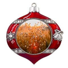 Late Afternoon Metal Snowflake And Bell Red Ornament