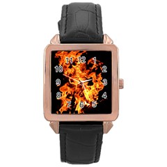 Live Coals Rose Gold Leather Watch  by artworkshop