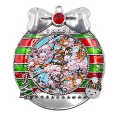 Nature Beautiful Rainbow Metal X Mas Ribbon With Red Crystal Round Ornament