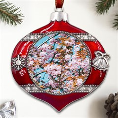 Nature Beautiful Rainbow Metal Snowflake And Bell Red Ornament