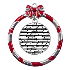 Cartoon Wall  Metal Red Ribbon Round Ornament by ConteMonfrey