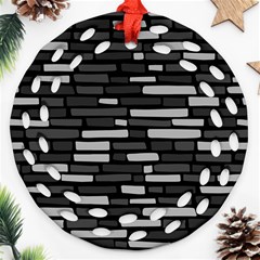 Black And Grey Wall Round Filigree Ornament (two Sides)