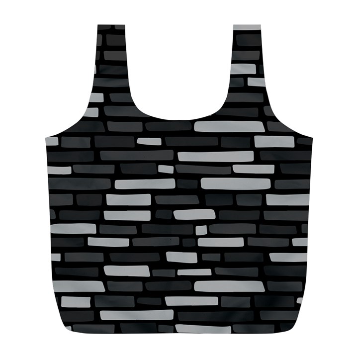 Black and grey Wall Full Print Recycle Bag (L)