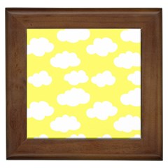 Cute Yellow White Clouds Framed Tile by ConteMonfrey