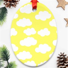 Cute Yellow White Clouds Ornament (oval) by ConteMonfrey